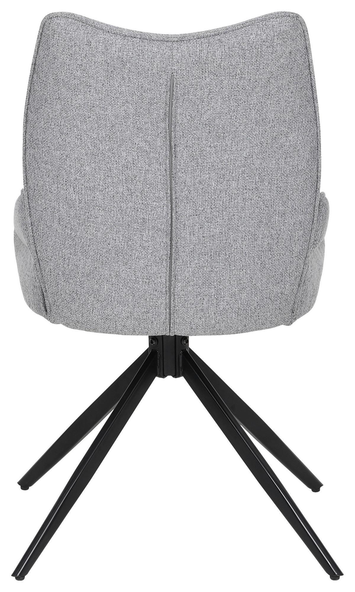 Armlehnstuhl Elina Leinenoptik Hellgrau B: 51 cm - Hellgrau/Schwarz, Trend, Textil/Metall (51/90/62cm)