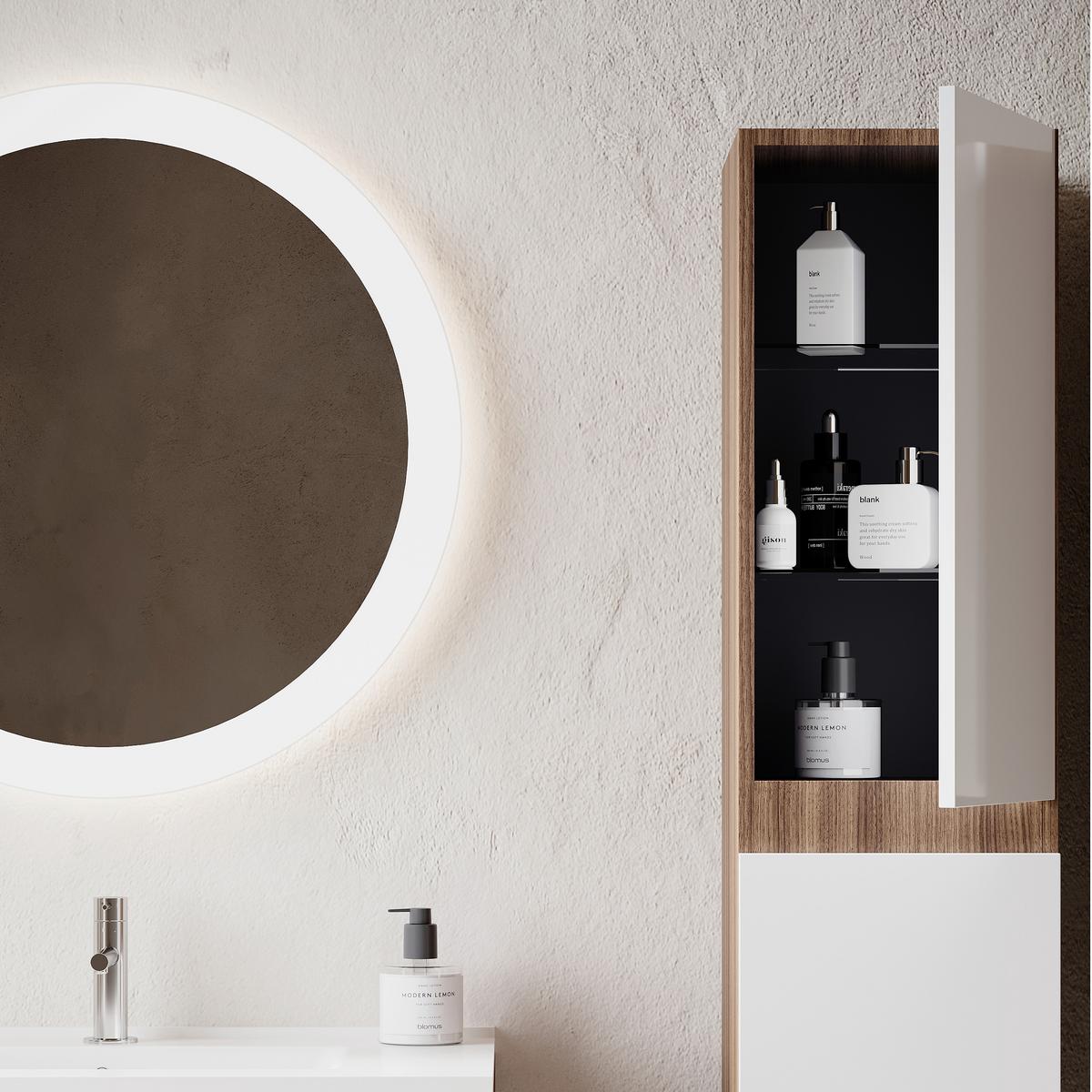 Magasszekrény Eva - diószínű/magasfényű fehér, Konventionell, faalapú anyag (31.5/130/33.1cm)