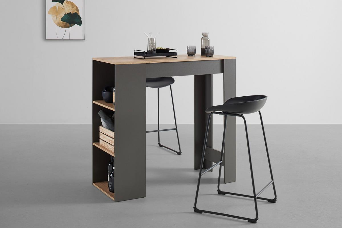 BAROVÝ STÔL DANDY 115X50CM - čierna/antracitová, Modern, drevo/plast (115/108/50cm)