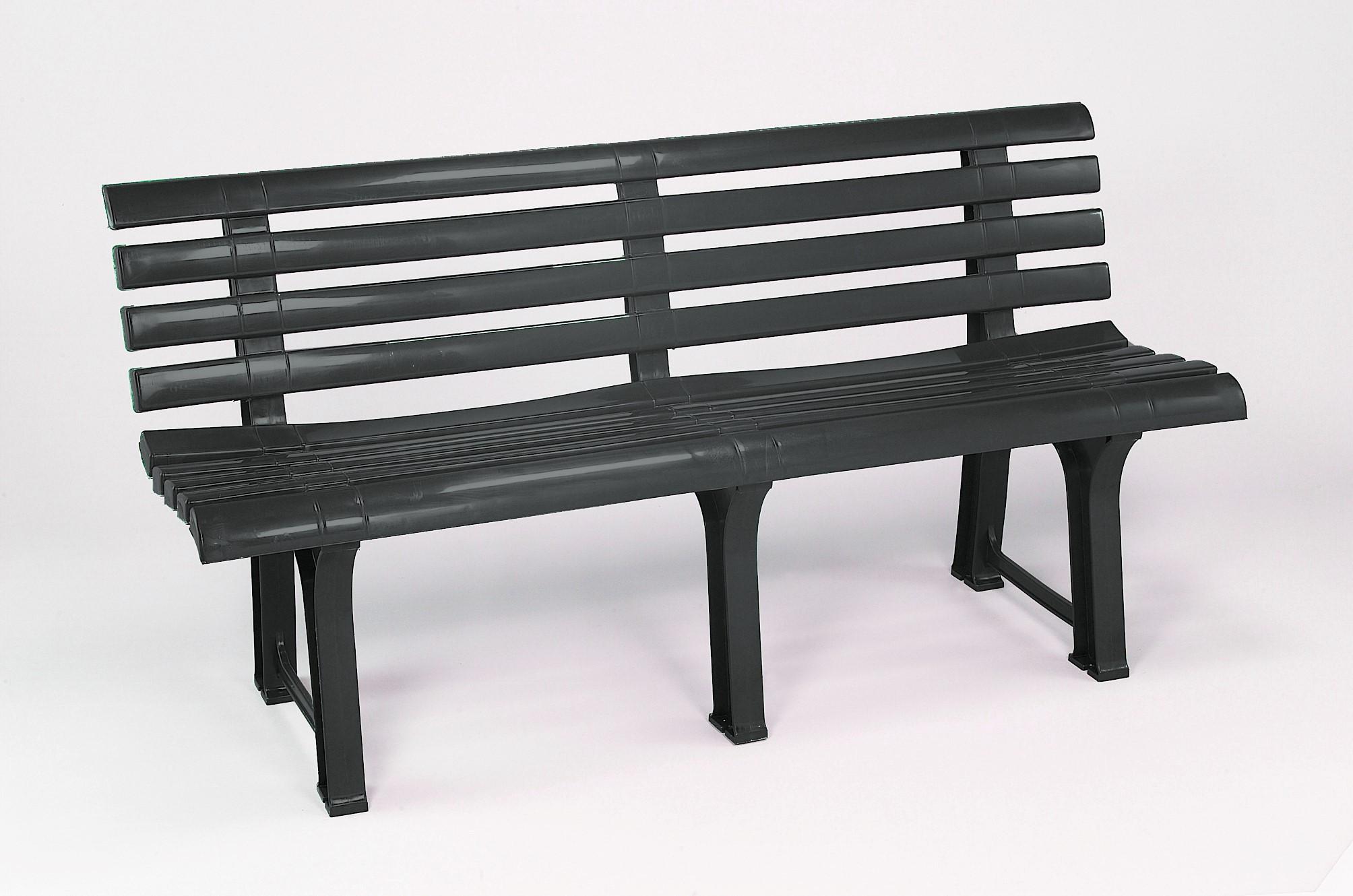 Gartenbank Kunststoff 3-Sitzer Orchidea - Anthrazit, Basics, Kunststoff (145/74/49cm)