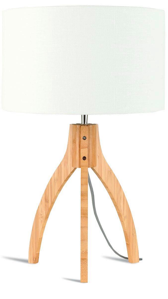 Tischleuchte Annapurna/T/3220/W - Weiß/Naturfarben, Trend, Holz/Textil (36/54cm) - Good & Mojo