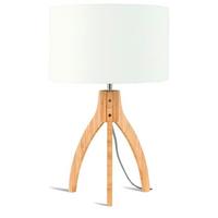 TISCHLEUCHTE ANNAPURNA/T/3220/W - Weiß/Naturfarben, Trend, Holz/Textil (36/54cm) - Good & Mojo