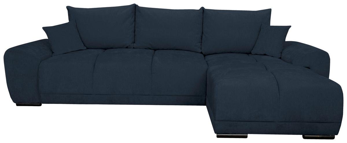 Rohová sedačka BONN, oboustranná, tm.modrá žinylka - černá/tmavě modrá, Moderní, textil/plast (296/182cm)