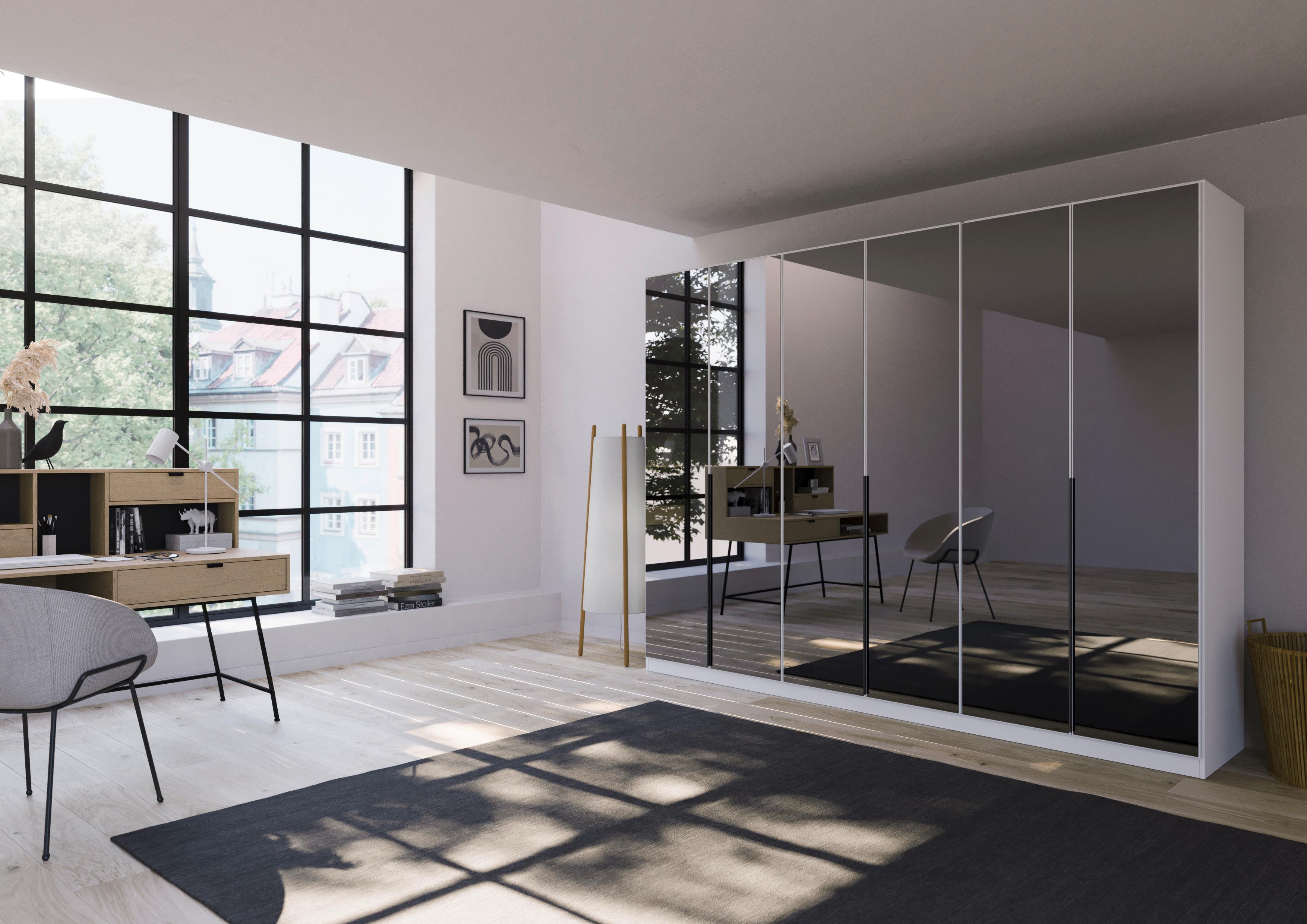 Drehtürenschrank 271 cm Skyla Weiß/Glas