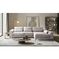 Ecksofa Berlin Hellgrau Cord 313x172 cm - Hellgrau/Schwarz, Design, Textil (313/172cm) - P & B