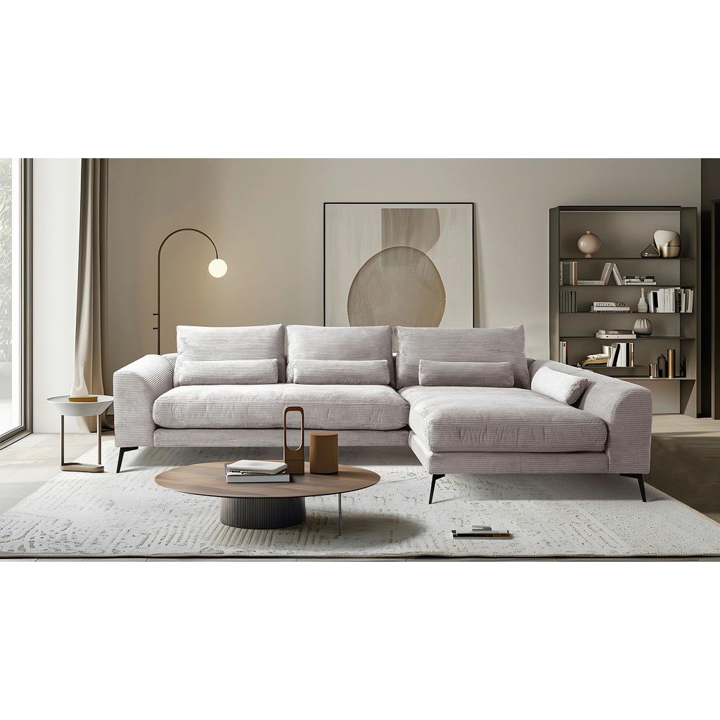 Ecksofa Berlin Hellgrau Cord 313x172 cm