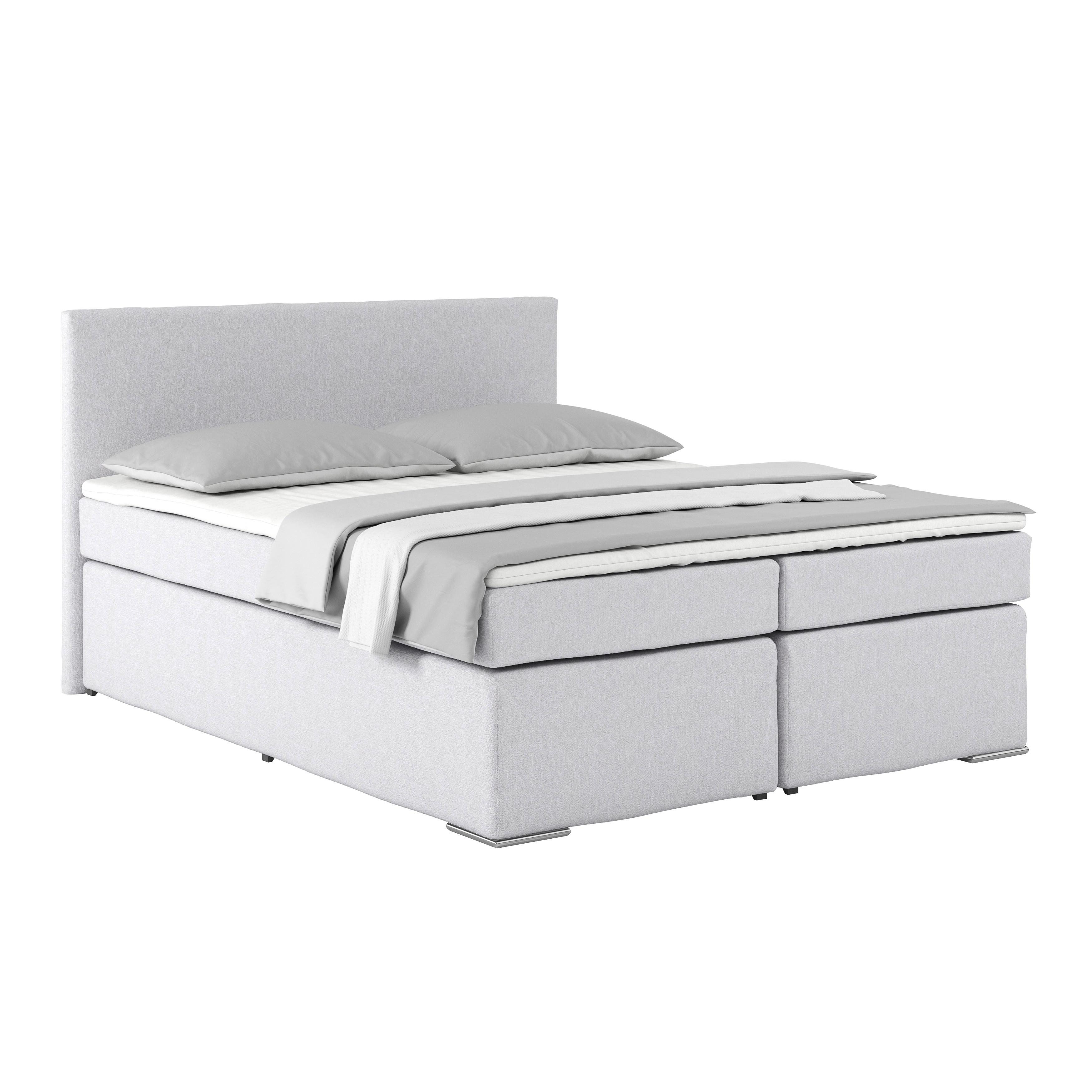 Postel Boxspring Nero, 160x200 cm, modro-šedá - barvy chromu/šampaňská, Konvenční, kov/textil (160/200cm)