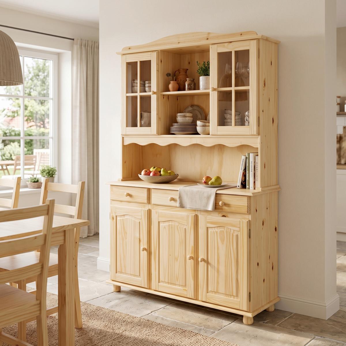 KREDENC TOSCANA přírodní borovice - barvy borovice, Lifestyle, dřevo (130/198/43cm) - P & B