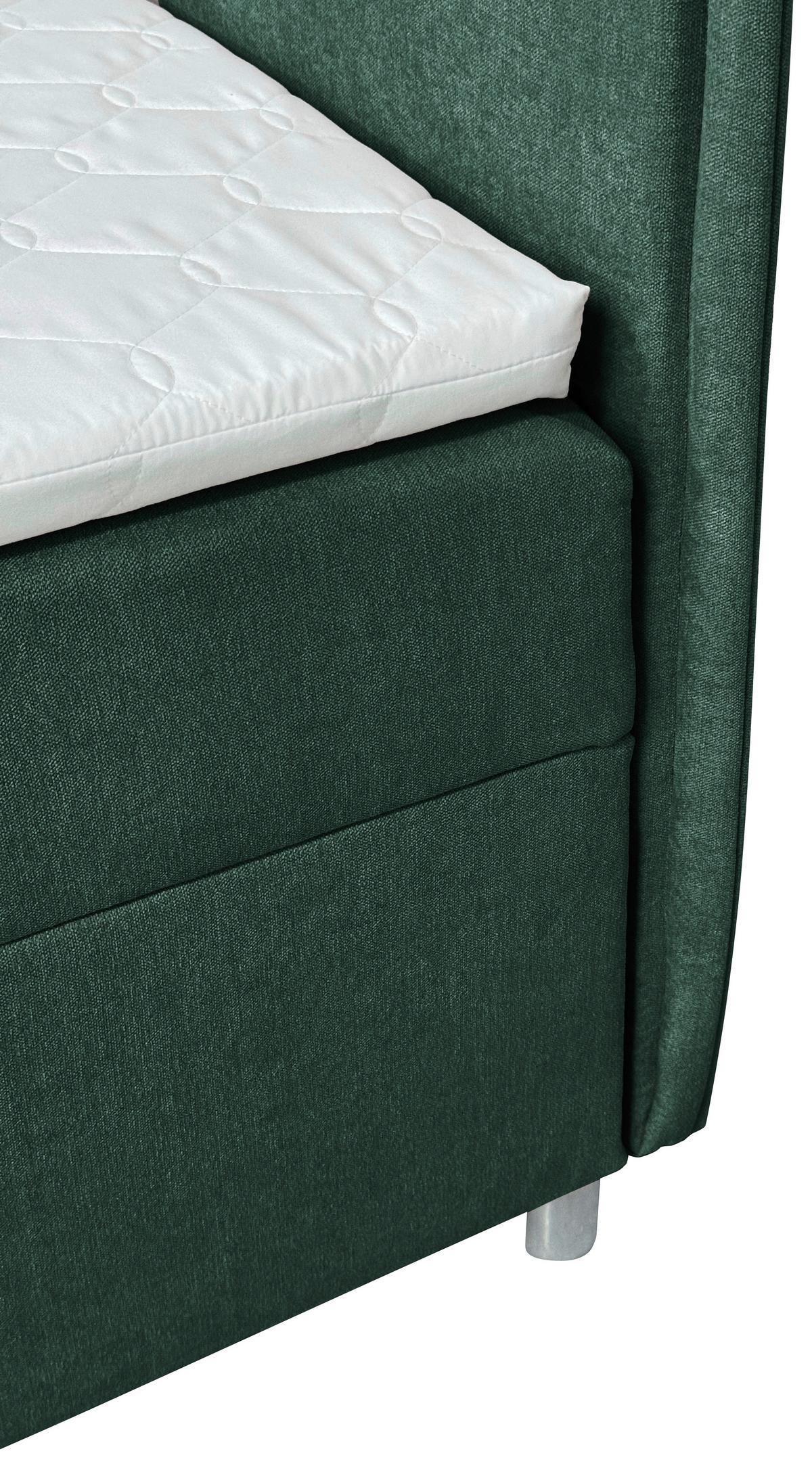 Boxbett Levie Mit Bettkasten Dunkelgrün 180x200 Cm - Dunkelgrün/Silberfarben, Basics, Textil (180/200cm) - MID.YOU