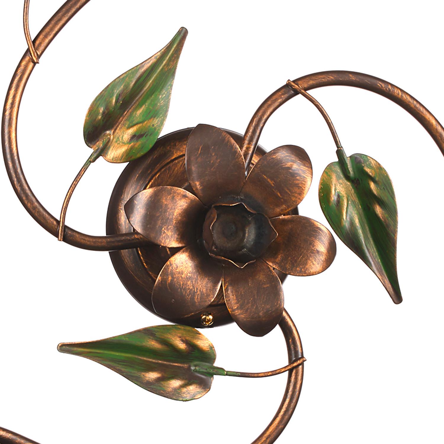 Deckenleuchte 4620/Pl3 - Bronzefarben/Olivgrün, Natur, Glas/Metall (50/20/50cm)