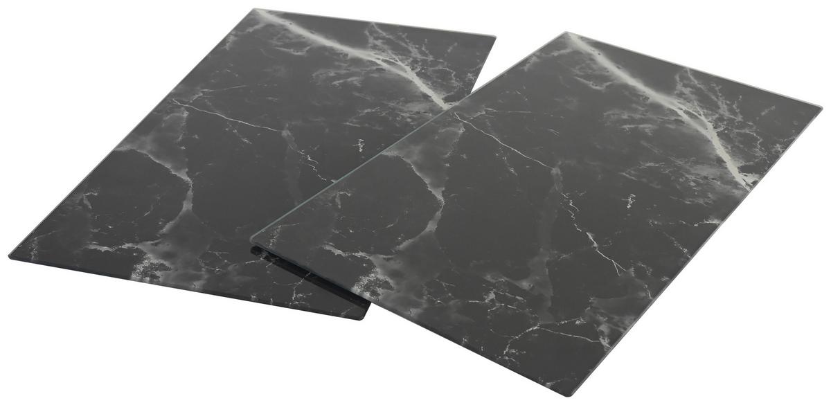 Krycí deska na sporák MARBLE - 2PCS - černá, Konvenční, sklo (30/52cm) - Mömax