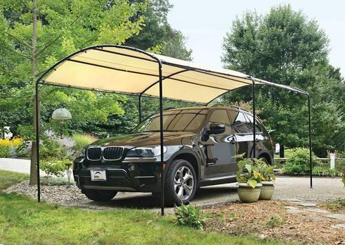 Carport Unterstand Sand Schwarz/Beige, 270 cm - Beige/Schwarz, Basics, Kunststoff/Metall (270/240/490cm)