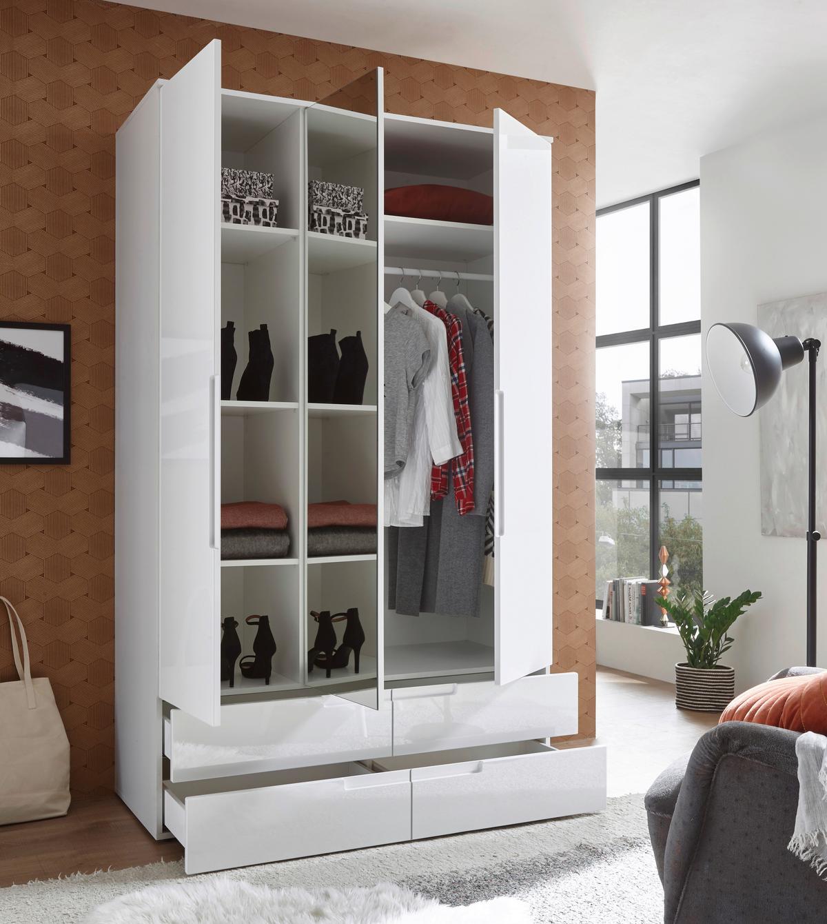 Nyílóajtós Szekrény Spice - fehér, Modern, faalapú anyag/Üveg (126,8/208/57cm) - Carryhome