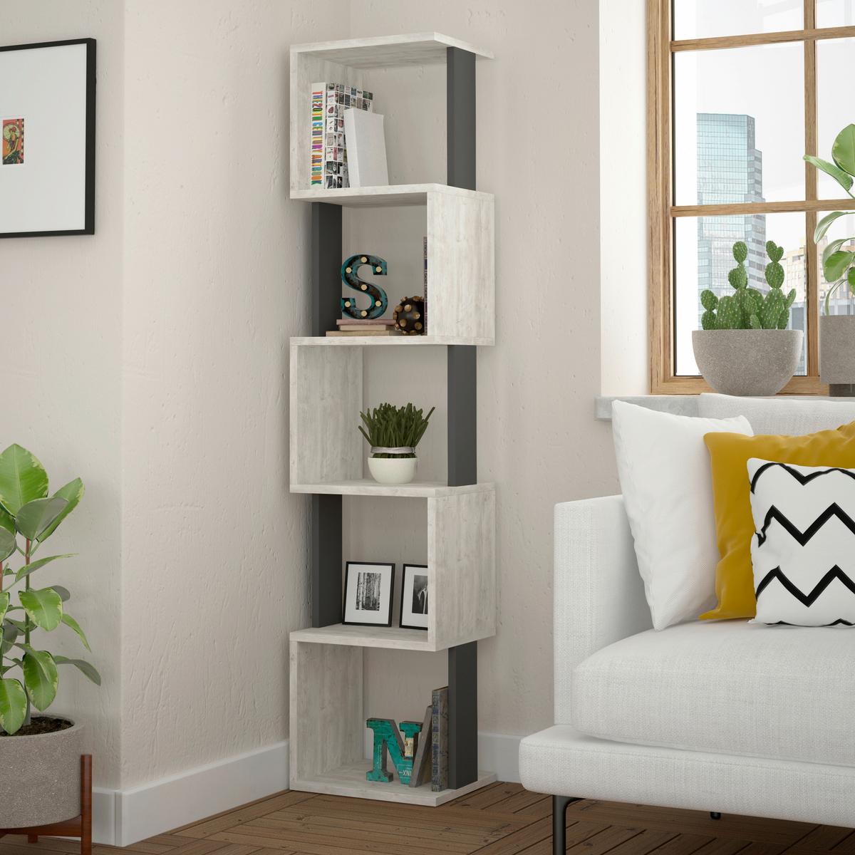 Bücherwand Piri Anthrazit/Grauweiß B: 35 cm - Design (35/161/30cm) - Livetastic