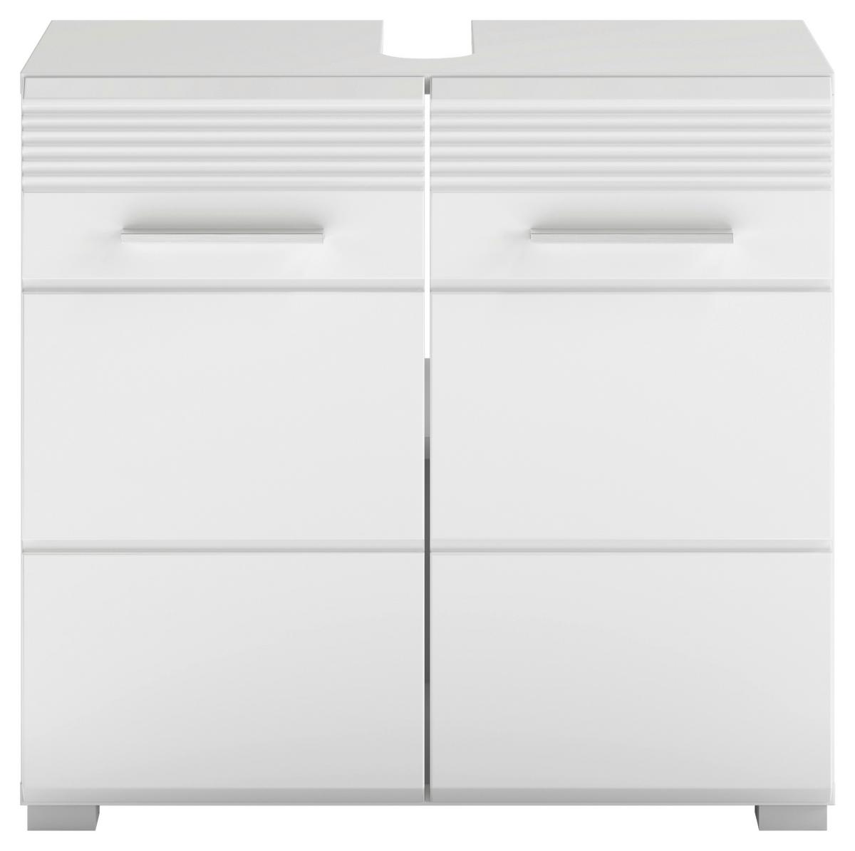 Waschbeckenunterschrank Linus Weiß B: 60 Cm - Weiß Hochglanz/Weiß, MODERN, Holzwerkstoff (60/56/34cm) - MID.YOU