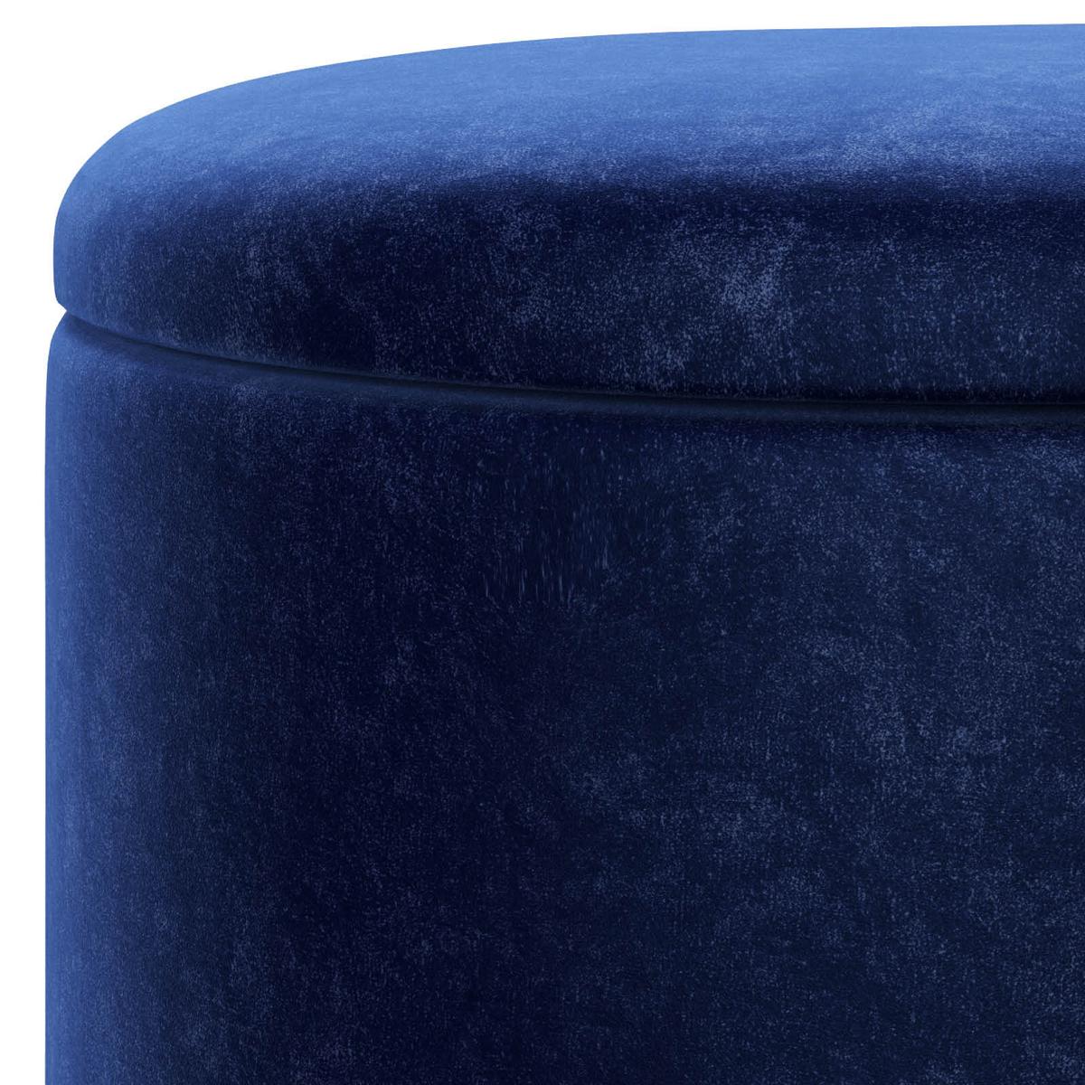 Pouf Sue Samt Blau/Goldfarben DxH 55x35 cm mit Stauraum - Blau/Goldfarben, LIFESTYLE, Textil (55/35/55cm) - Playboy