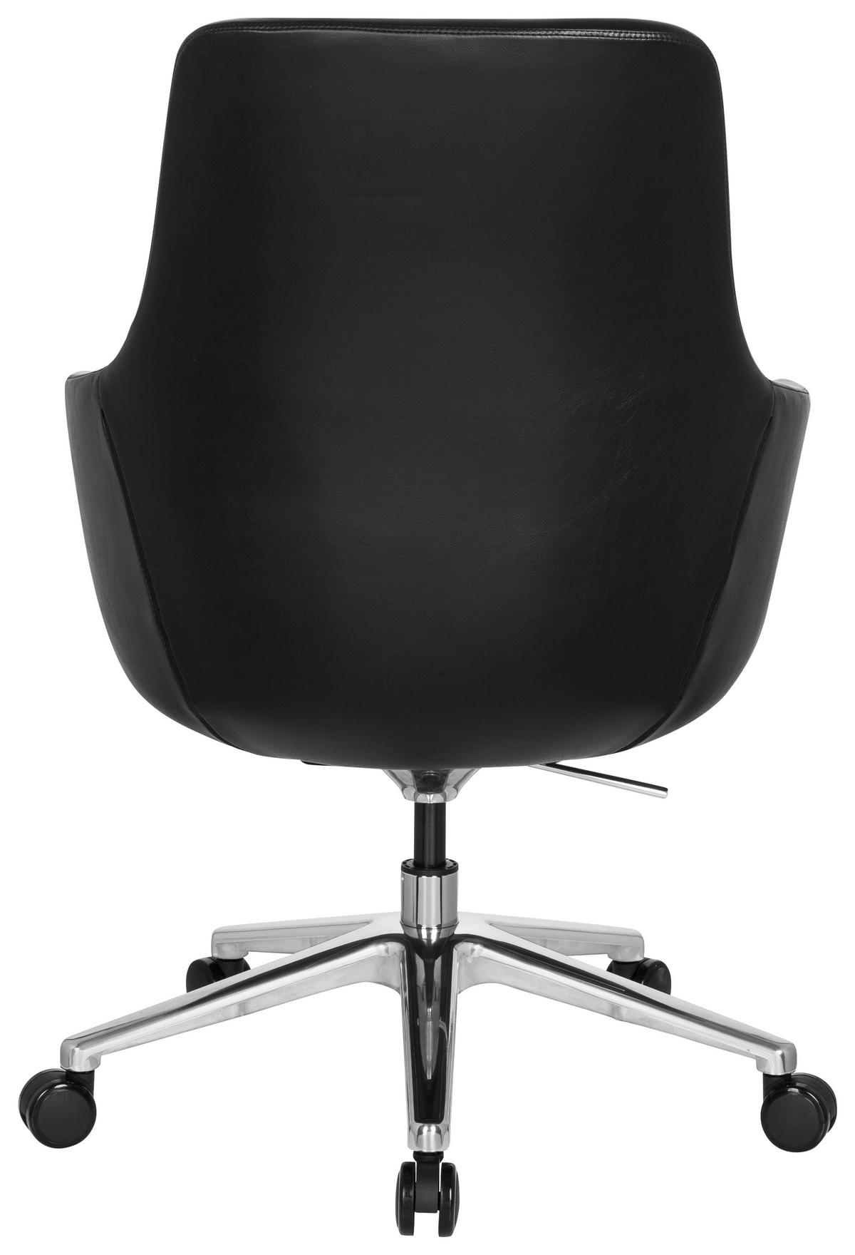 Bürostuhl Bareno Mit Armstützen Schwarz - Alufarben/Schwarz, MODERN, Leder/Kunststoff (65/104/54cm) - MID.YOU