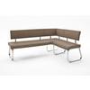 Eckbank Arco Leder Cappoccino B: 200 Cm - Edelstahlfarben/Cappuccino, Trend, Leder/Metall (200/150cm)