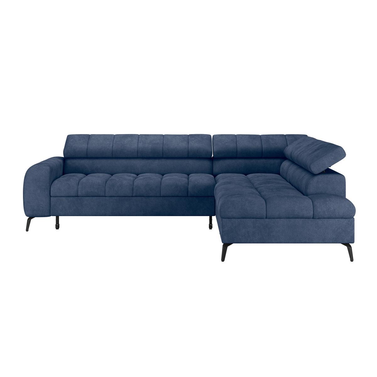 Ecksofa Volf Rechts New Blau, S: 261x203 cm - Blau/Schwarz, Trend, Kunststoff/Textil (261/203cm)