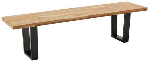 Lavice Kayla dub masiv - černá/barvy dubu, Moderní, kov/dřevo (175/46/45cm) - Modern Living