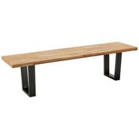 Lavica Kayla dub masív - čierna/farba duba, Modern, kov/drevo (175/46/45cm) - Modern Living