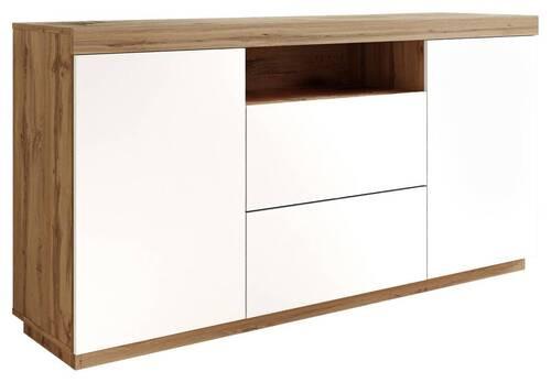 Kommode 164cm Yoshi Wotan Eiche Dekor - Eiche Wotan/Weiß, Design, Holzwerkstoff (164/85/42cm) - MID.YOU