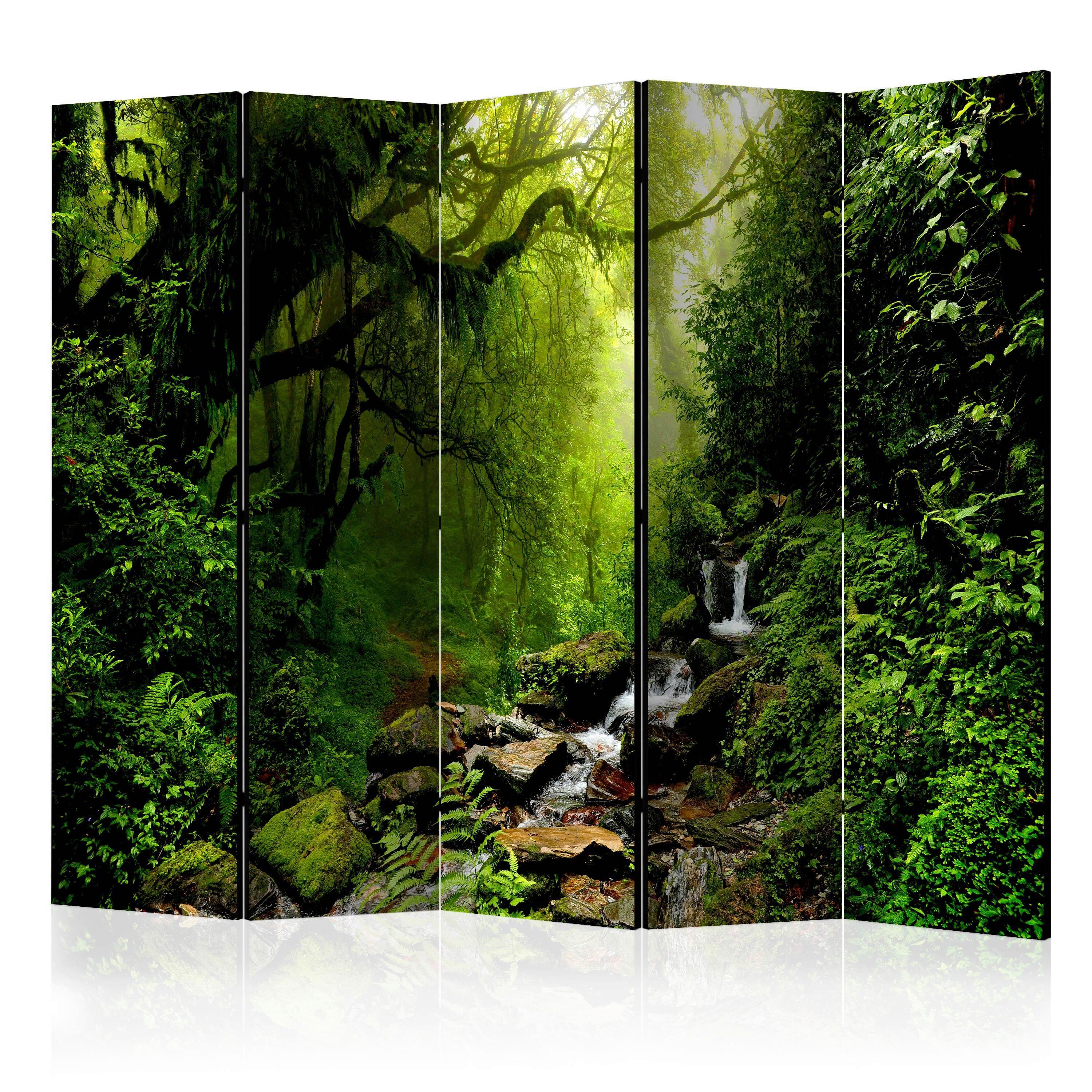 Paravent Grün B: 225 cm - Dunkelgrün/Grün, Basics, Holz/Kunststoff (225/172/3cm) - artgeist