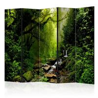 Paravent Grün B: 225 Cm - Dunkelgrün/Grün, Basics, Holz/Textil (225/172/3cm) - artgeist
