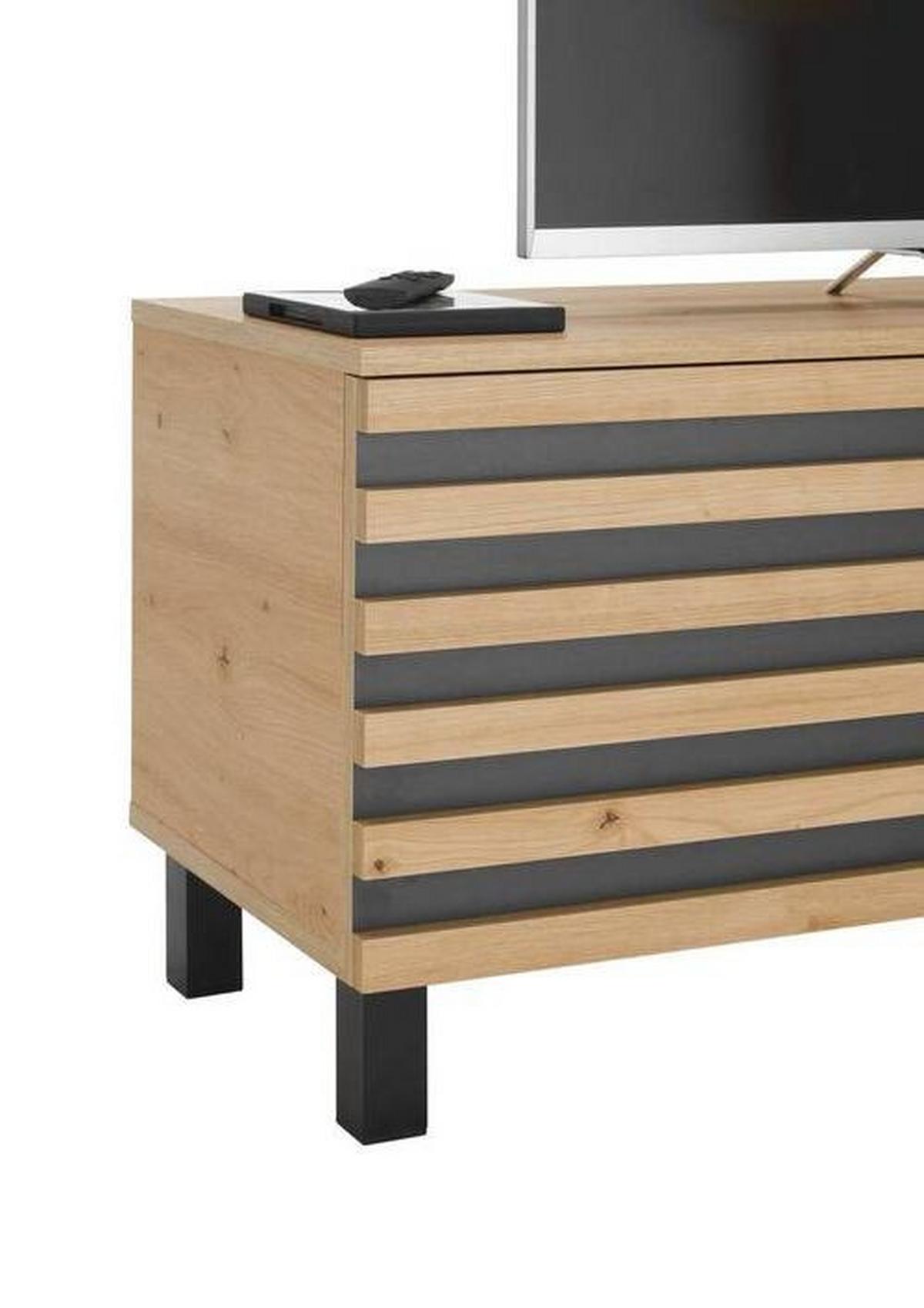 Tv-szekrény Ankara 166/44 Cm - fekete/Artisan tölgy, Design, faalapú anyag (166/44/40cm) - Livetastic