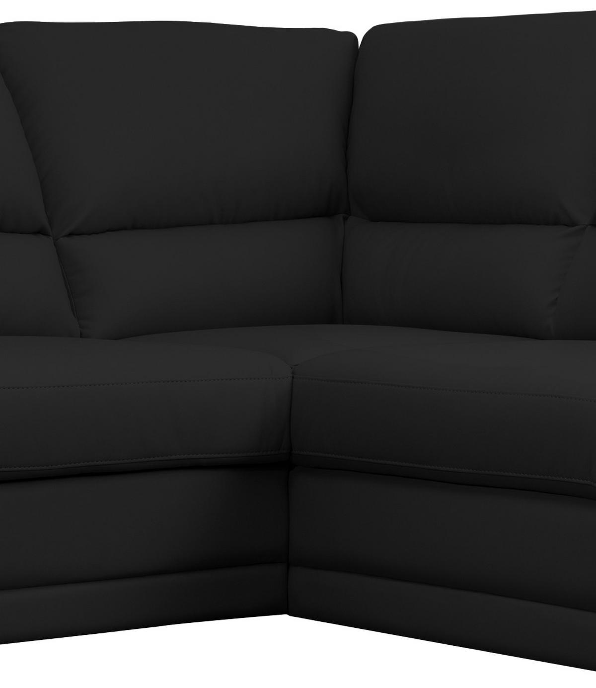 Ecksofa Nebolo Schwarz Lederlook - Schwarz, Design, Textil (245/225cm) - Livetastic
