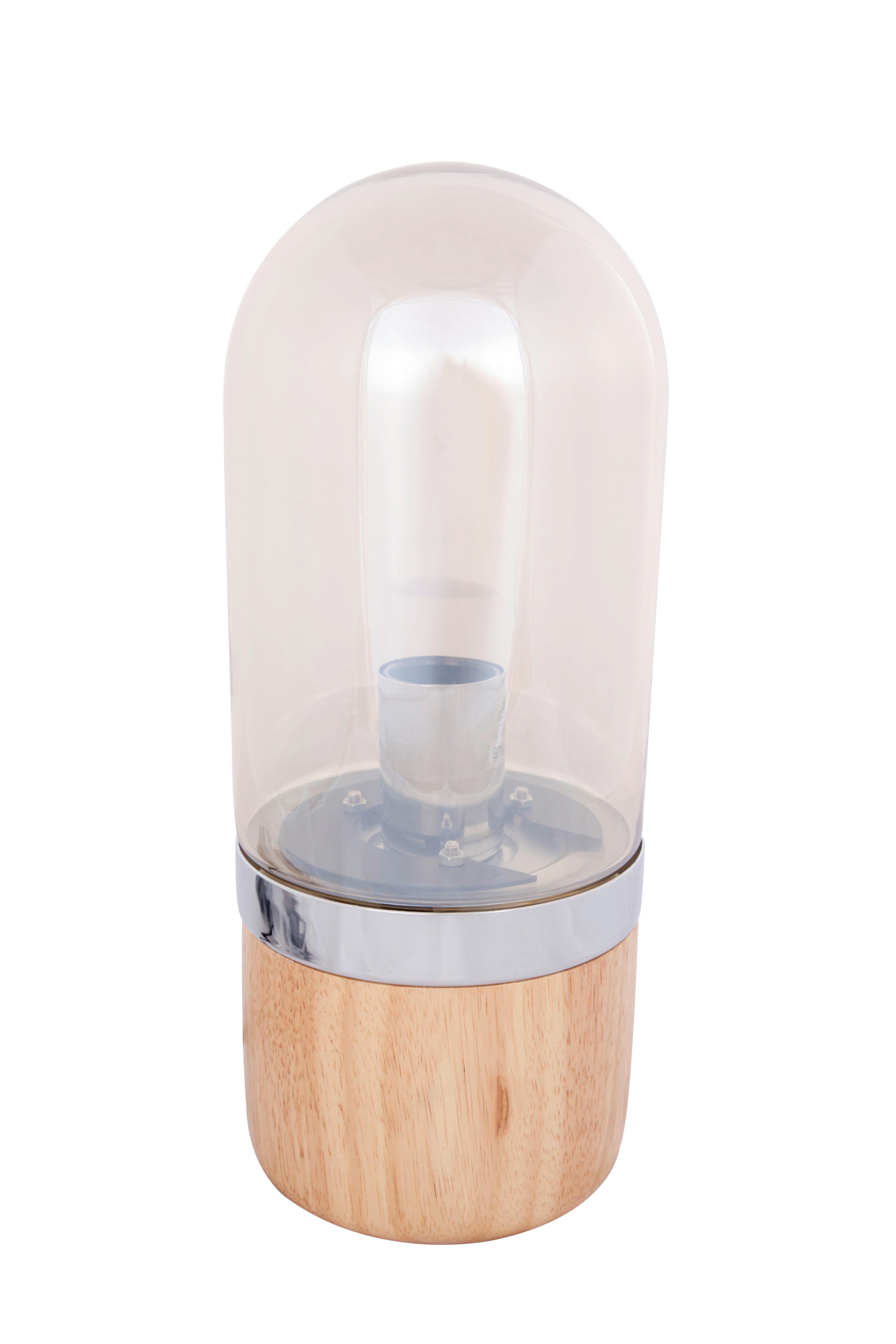 Tischlampe Malbi Holz Dekor - Champagner, Trend, Glas/Holz (14/14/33cm) - Kayoom