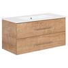 Waschbecken mit Unterschrank Perfekt B:103 cm Holz Dekor - Eichefarben/Weiß, MODERN, Keramik/Holzwerkstoff (103cm) - MID.YOU