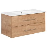 Waschbecken mit Unterschrank Perfekt B:103 cm Holz Dekor - Eichefarben/Weiß, MODERN, Keramik/Holzwerkstoff (103cm) - MID.YOU