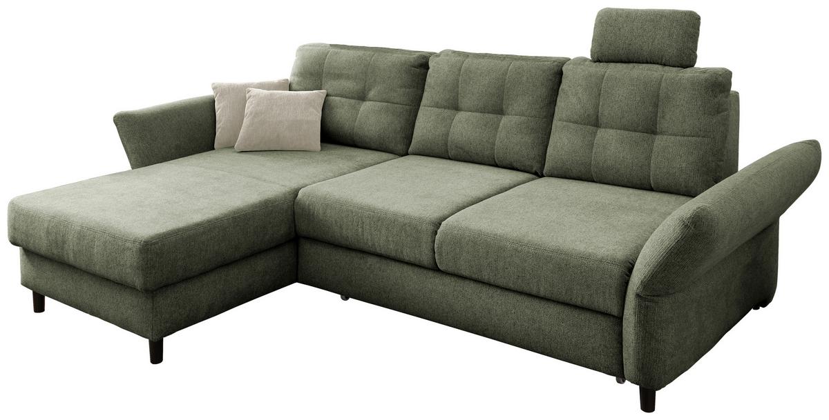 Ecksofa Brizzini Dunkelgrün S: 176x250-280 Cm - Dunkelgrün/Beige, MODERN, Textil (176/250-280cm) - Livetastic