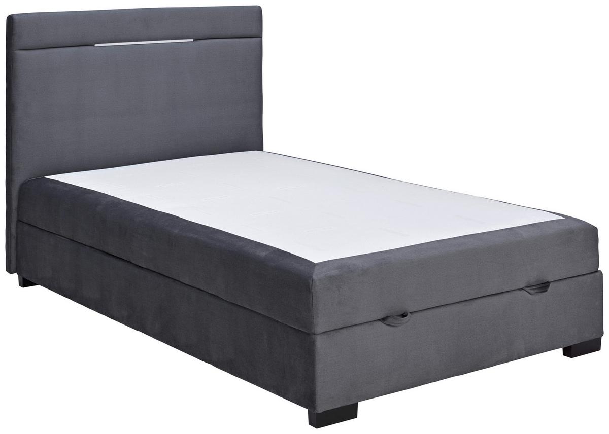 Boxspringbett mit Topper & Bettkasten 140x200 cm Tommy - Graphitfarben, MODERN, Holzwerkstoff/Textil (140/200cm)