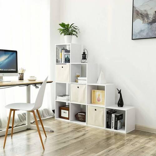 Regal Mit 10 Würfel B: 130 cm, Weiß - Weiß, Basics, Holzwerkstoff (129,5/129,5/29cm) - Boxxx