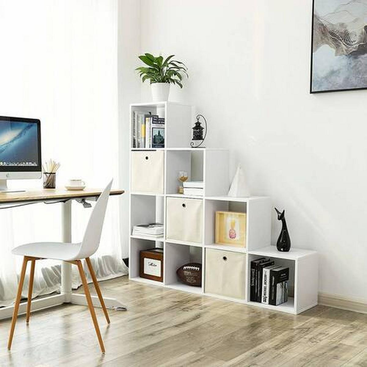Regal Mit 10 Würfel B: 130 cm, Weiß - Weiß, Basics, Holzwerkstoff (129,5/129,5/29cm) - Boxxx