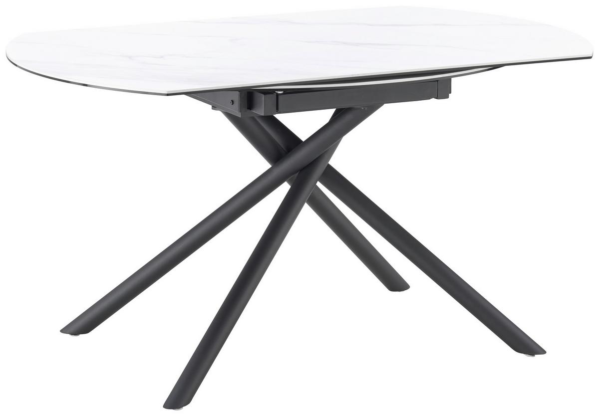 Esstisch Tiana - Schwarz/Weiß, LIFESTYLE, Glas/Keramik (90-140/76/140cm) - MID.YOU