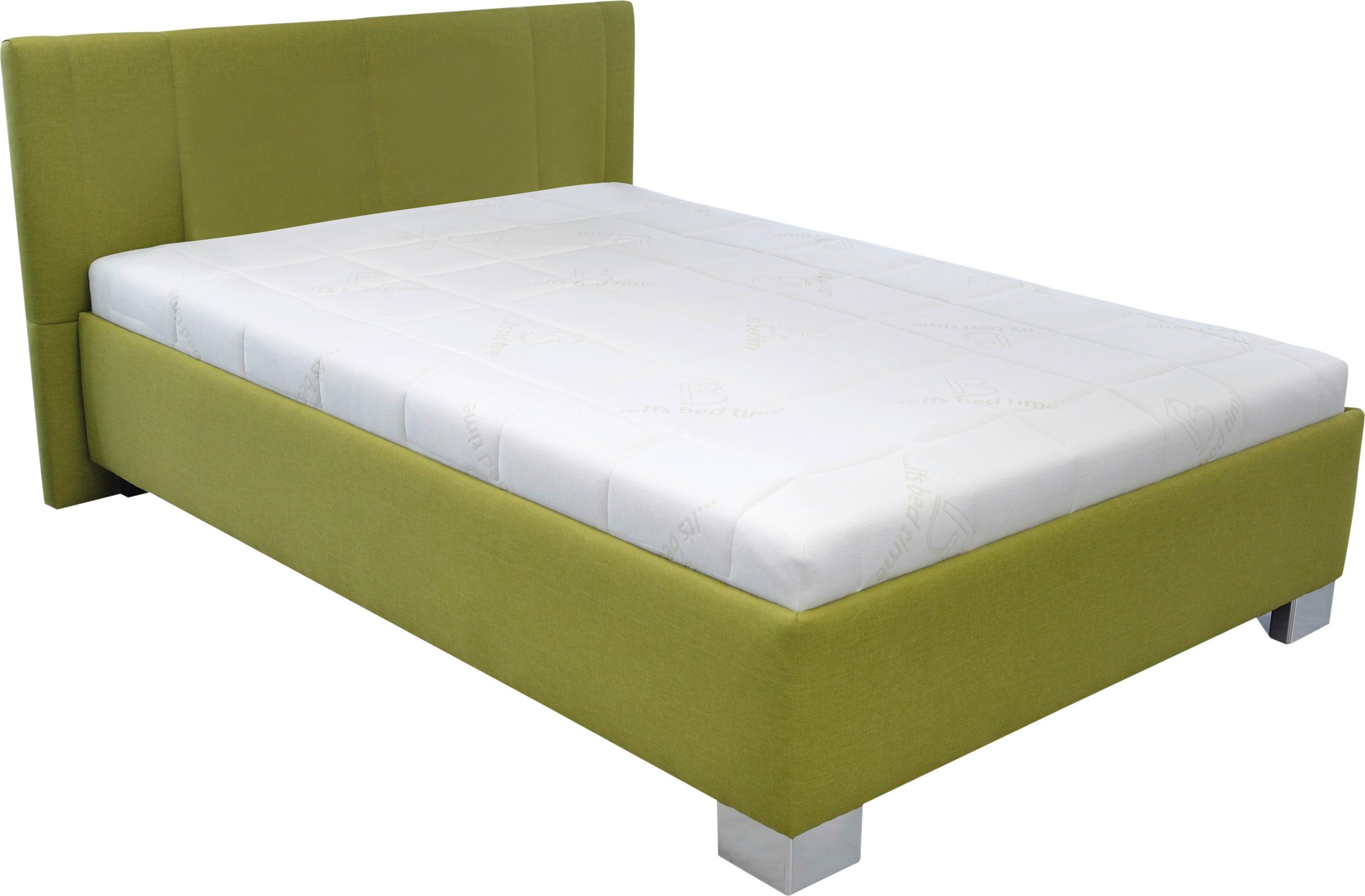 čalouněná postel STILO 140x200, úlož. prostor,zelená - bílá/zelená, dřevo/textil (140/200cm)