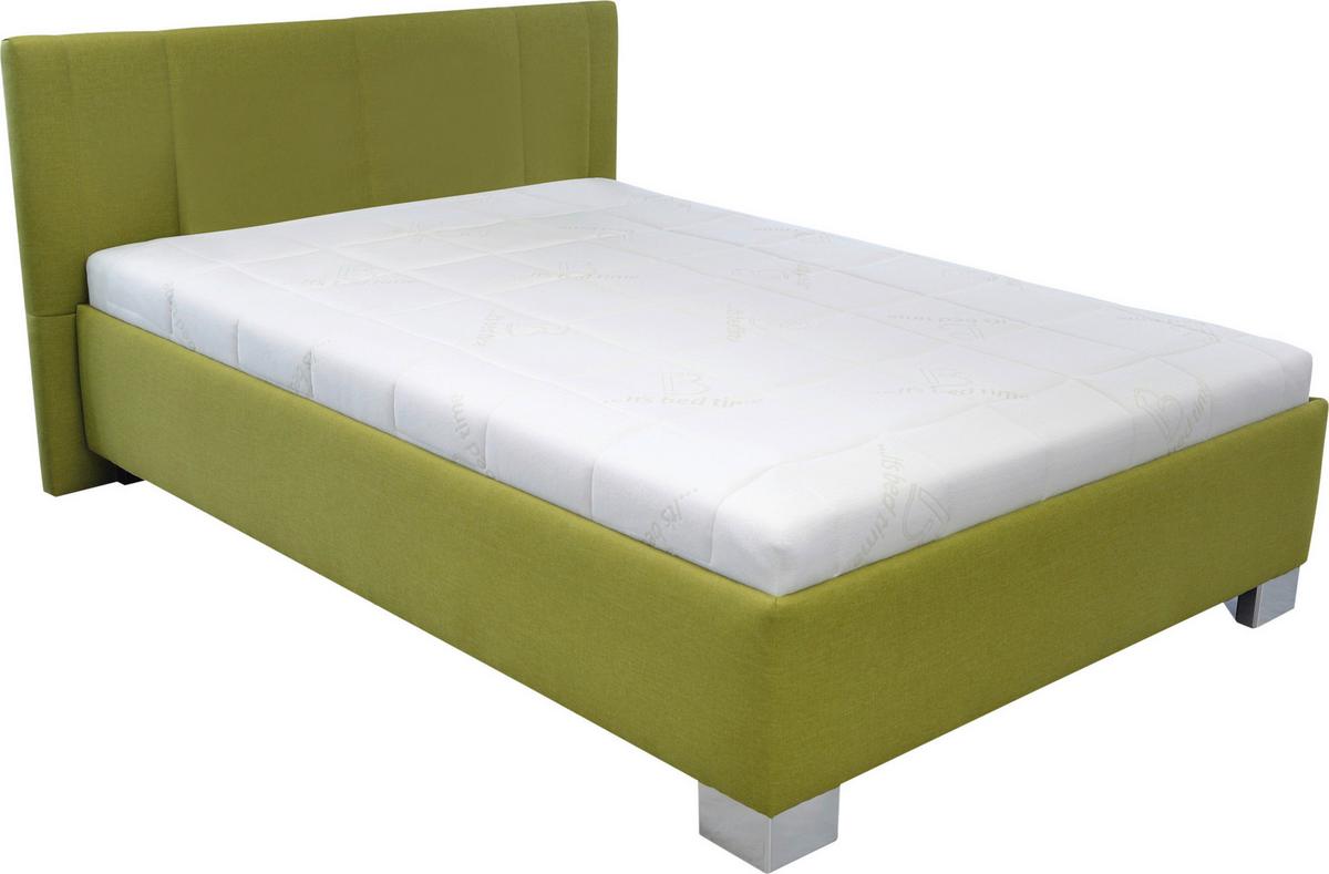 čalouněná postel STILO 140x200, úlož. prostor,zelená - bílá/zelená, dřevo/textil (140/200cm)