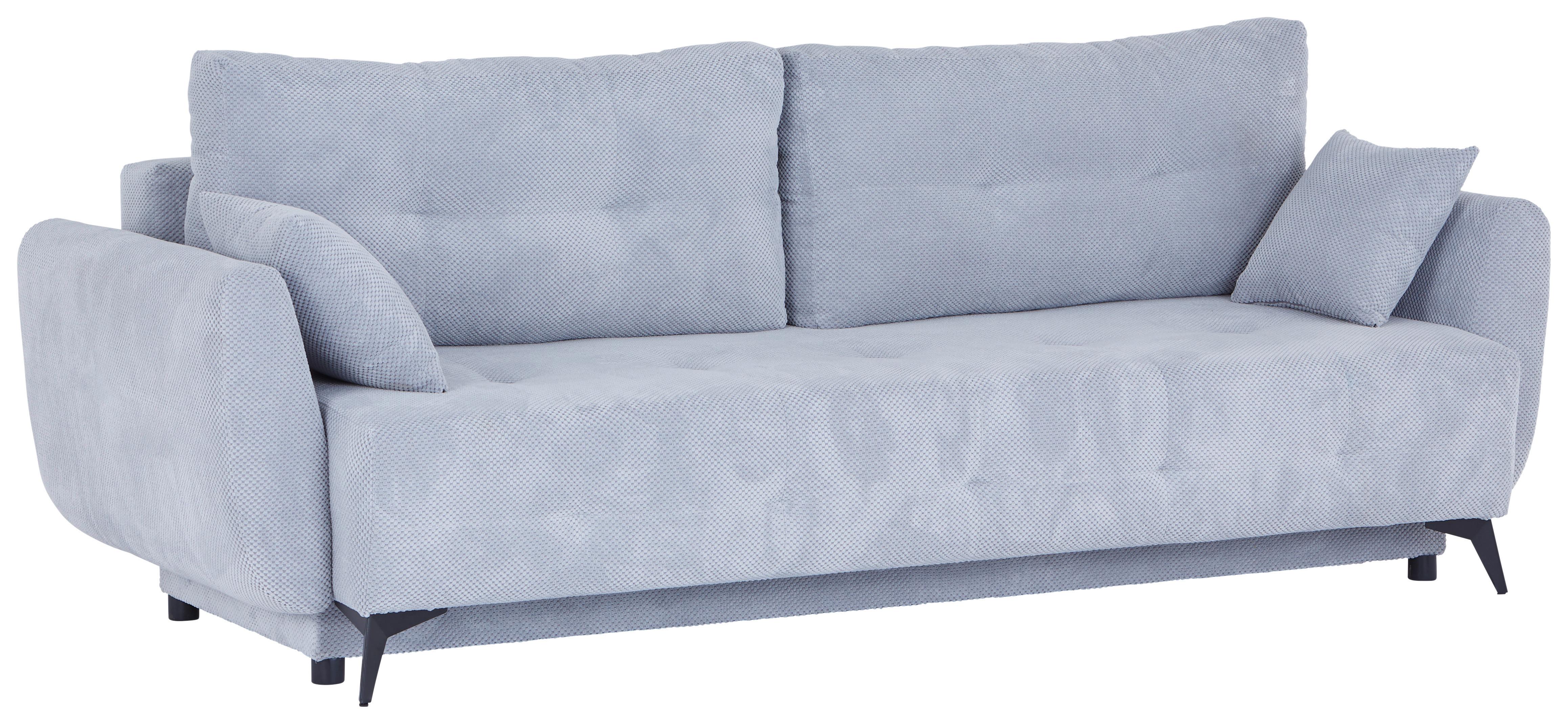 3-sitzer Sofa Schlaffunktion Costa Mit Bettkasten/zierkissen - Hellgrau/Schwarz, MODERN, Kunststoff/Textil (230/90/92cm) - Luca Bessoni