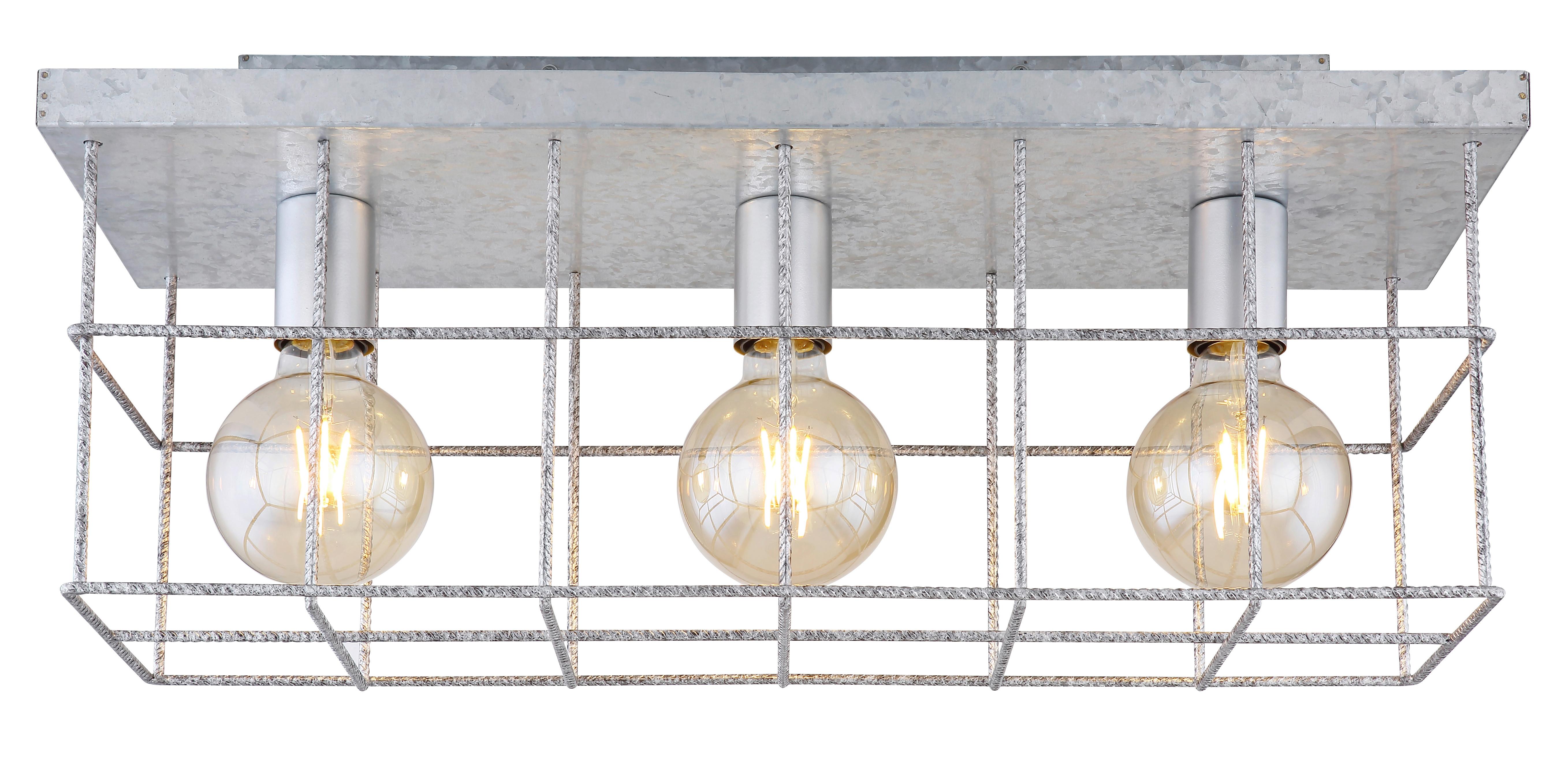 Deckenleuchte Merril L: 60 Cm 3-Flammig Aus Stahl - Zinkfarben, Design, Metall (60/20/25,8cm) - Globo