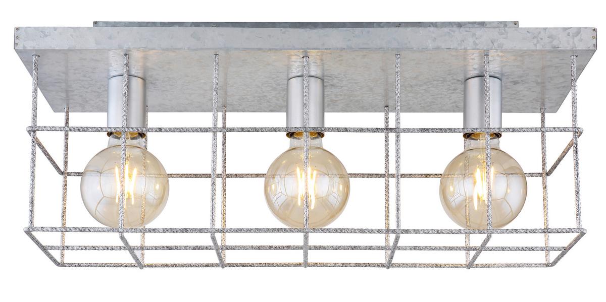Deckenleuchte Merril L: 60 Cm 3-Flammig Aus Stahl - Zinkfarben, Design, Metall (60/20/25,8cm) - Globo
