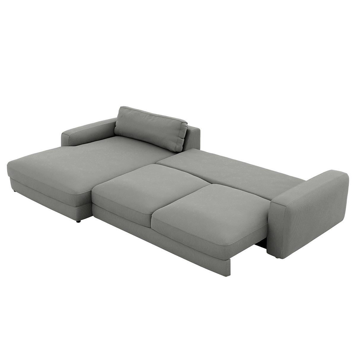 Ecksofa Bourbon, D. Grau S: 176x303 cm - Dunkelgrau/Schwarz, MODERN, Textil (176/303cm) - Trendmanufaktur