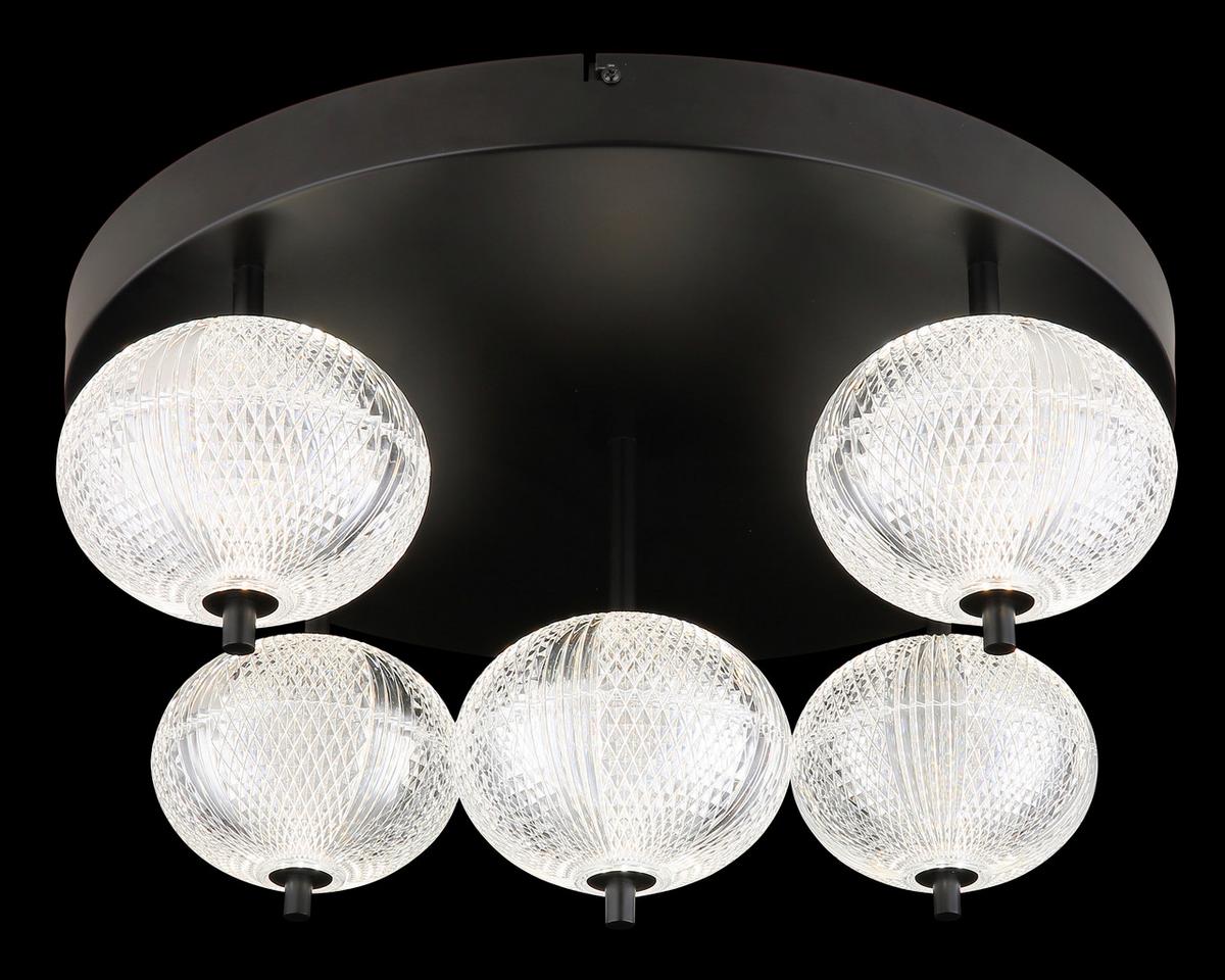 Led-deckenleuchte 16042-5d - Klar/Schwarz, KONVENTIONELL, Kunststoff/Metall (58/27cm) - Globo