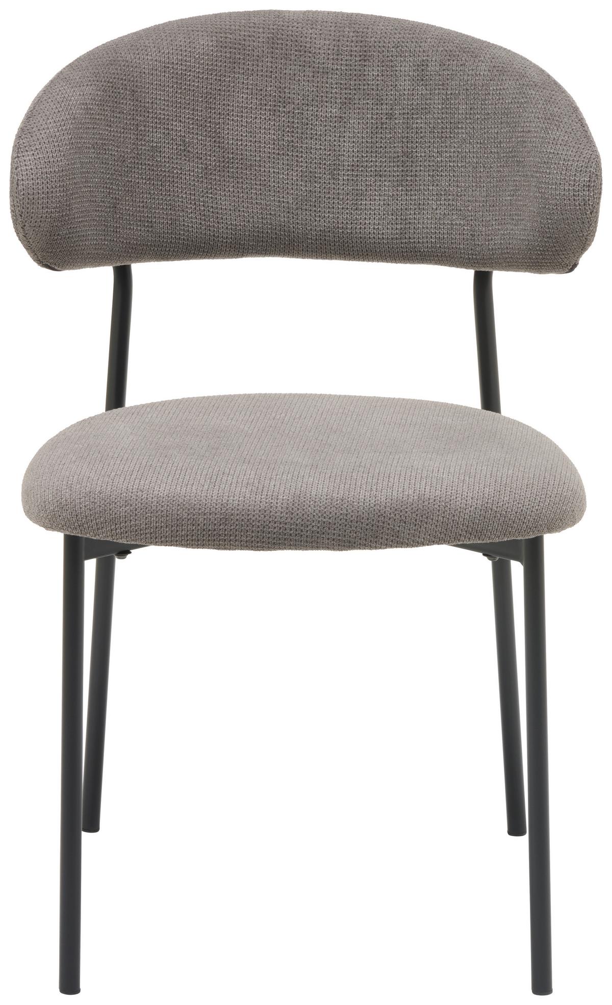 Vierfußstuhl Fenja Webstoff Grau, B: 53 Cm - Schwarz/Grau, KONVENTIONELL, Textil/Metall (53/80/57cm) - MID.YOU