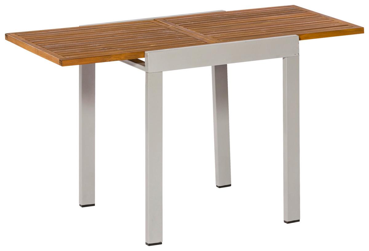 Gartentisch ausziehbar Akazienholz/Metall L 65-130 cm - Silberfarben/Naturfarben, MODERN, Holz/Metall (65-130/75/65cm) - Gardenson