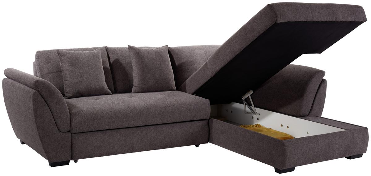 Rohová sedačka BERISSO, pravá, hnědá - hnědá, Design, textil/plast (278/187cm) - Ondega