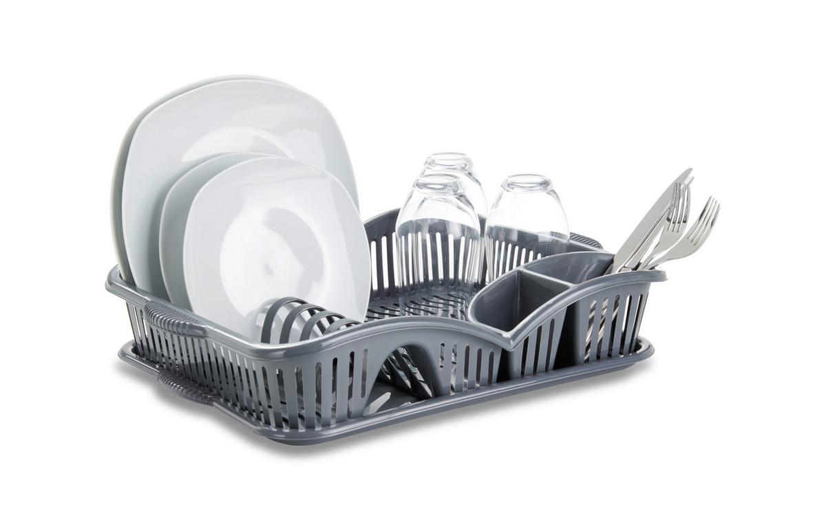 Odkvapkávač na riad Oliva - antracitová, Modern, plast (45,5/30,5/7,5cm) - Mömax