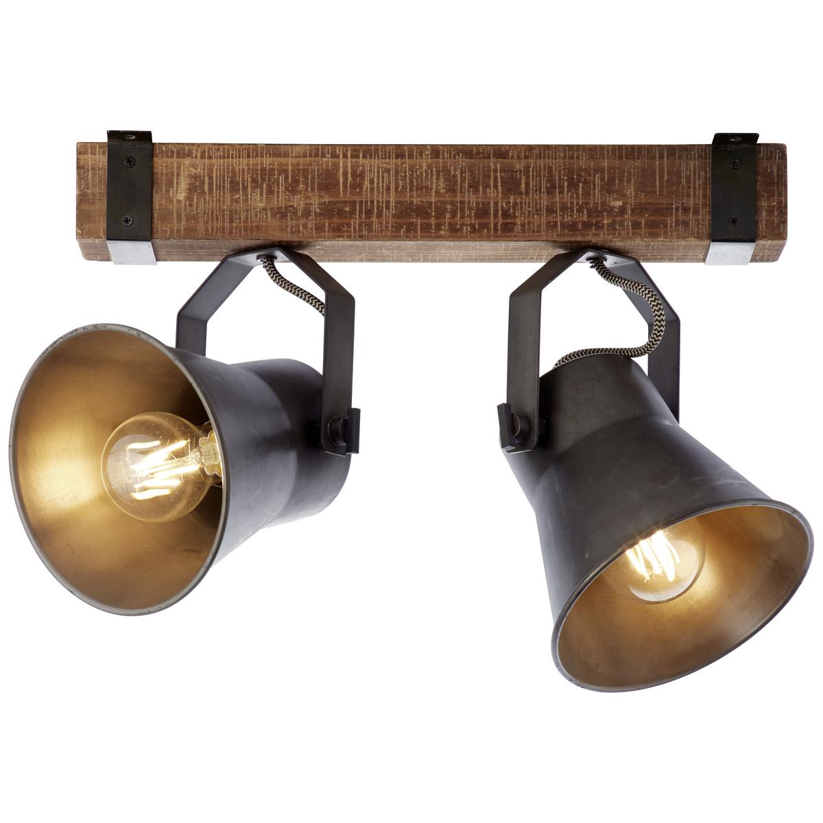 Strahler Plow 2-flammig Drehbar, Schwenkbar L: 40 Cm - Schwarz, Design, Holz/Metall (40/24cm) - Brilliant